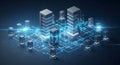 Futuristic Data Center Network and Cloud Computing Infrastructure Royalty Free Stock Photo