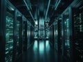 Futuristic Data Center with Glowing Servers Royalty Free Stock Photo