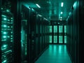 Futuristic Data Center with Glowing Servers Royalty Free Stock Photo