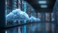 Cloud Computing Data Center Servers with Floating Clouds ai generated ai generated Royalty Free Stock Photo