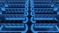Futuristic Data Center Server Racks with Blue Neon Lights Royalty Free Stock Photo