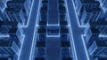 Futuristic Data Center Server Racks with Neon Blue Lights, Network Servers, Technology Concept Royalty Free Stock Photo
