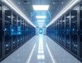 Futuristic Data Center Server Room AI Cloud Computing Infrastructure Cybersecurity Technology Digital Network Royalty Free Stock Photo