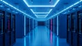 Data Center Server Room Blue Lit Network Infrastructure Royalty Free Stock Photo