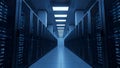 Futuristic Data Center Server Room Corridor Royalty Free Stock Photo
