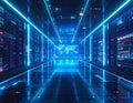 Futuristic Data Center Server Room with Cybersecurity Network Infrastructure Cloud Computing Technology Concept AI Generated Royalty Free Stock Photo
