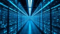 Futuristic Data Center Servers Network Technology Digital Infrastructure Blue Lighting Server Room Royalty Free Stock Photo