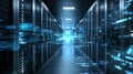 Futuristic data center showcases advanced network technology with sleek design and enhanced digital connectivity in a
