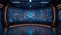 Futuristic Data Control Room with Digital Information Display Royalty Free Stock Photo