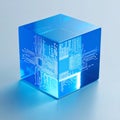 Futuristic Data Core Cube with Glowing Circuits Royalty Free Stock Photo