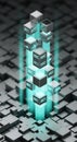 Futuristic Data Cubes Ascending on Digital Grid with Blue Light Beam Royalty Free Stock Photo