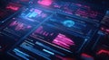 Futuristic data dashboard displaying digital analytics and metrics Royalty Free Stock Photo