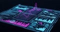 Futuristic Data Dashboard with Neon Graphs and Analytics Royalty Free Stock Photo