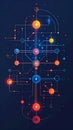 Futuristic Data Flow Circuit with Glowing Nodes Royalty Free Stock Photo