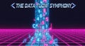 Futuristic data flow symphony digital illustration with colorful alphanumeric tree structure on dark blue grid background Royalty Free Stock Photo