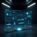 Futuristic Data Interface with Cyan Glow Royalty Free Stock Photo