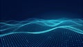 Digital wave surface visualization of abstract data-flow creating a technological background. Royalty Free Stock Photo