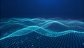Digital wave surface visualization of abstract data-flow creating a technological background. Royalty Free Stock Photo
