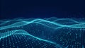 Digital wave surface visualization of abstract data-flow creating a technological background. Royalty Free Stock Photo