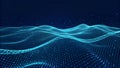 Digital wave surface visualization of abstract data-flow creating a technological background. Royalty Free Stock Photo