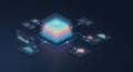 Futuristic Data Processing and AI Network Visualization Royalty Free Stock Photo