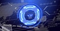 Futuristic data processing image with circular interface over digital codes Royalty Free Stock Photo