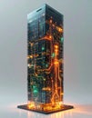 Futuristic Data Server Monolith with Glowing Circuits Royalty Free Stock Photo