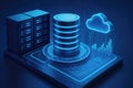 Futuristic Data Servers, Cloud Storage, and Digital Analytics Display image photo Royalty Free Stock Photo