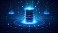 Futuristic Data Storage and Cloud Computing Concept with Glowing Digital Server Towers in a Network Environment Royalty Free Stock Photo