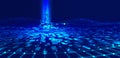 Futuristic data stream 3d illustration. Data transfer technology. Cyberpunk, Big data and cybersecurity