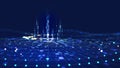 Futuristic data stream 3d illustration. Data transfer technology. Cyberpunk, Big data and cybersecurity