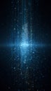 Futuristic data stream light particles digital blue abstract background vertical shimmer pulses across digital blue field with Royalty Free Stock Photo