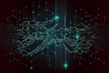 Futuristic data stream. Network line connected stream, ai generated Royalty Free Stock Photo