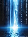 Futuristic Data Stream Reflecting on Water Royalty Free Stock Photo
