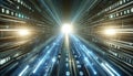 Futuristic Data Tunnel with Glowing Light, Technology Concept Royalty Free Stock Photo