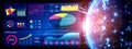 Futuristic Data Visualization with Charts and Graphs against a Cosmic Background Impute Royalty Free Stock Photo