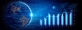 Futuristic Data Visualization of Earth with a Bar Graph and Analytical Patterns Illustrating Global Trends in Technology Royalty Free Stock Photo