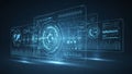 Futuristic data visualization with glowing blue analytics interface Royalty Free Stock Photo