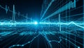 Futuristic data visualization with glowing blue graphs and charts Royalty Free Stock Photo
