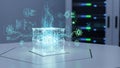 Futuristic Data Visualization with Holographic Cube Royalty Free Stock Photo