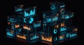 Futuristic Data Visualization: Interactive Digital Analytics Cubes Royalty Free Stock Photo