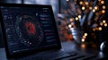 Futuristic data visualization on laptop screen Royalty Free Stock Photo