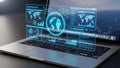 Futuristic data visualization on laptop screen Royalty Free Stock Photo