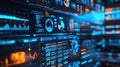 Futuristic data visualization panels with graphs and statistics displayed Royalty Free Stock Photo