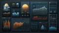 Futuristic Data Visualization Panels with Graphs and Statistics Royalty Free Stock Photo