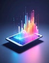 Futuristic Data Visualization on a Tablet Screen Royalty Free Stock Photo