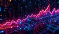 Futuristic Data Waves on Digital Circuit Board Royalty Free Stock Photo