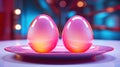 futuristic decorative neon easter eggs