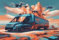 Futuristic Delivery Drones in Motion