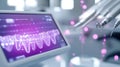 Futuristic dental technology display showcasing cavity detection with advanced equipment and digital waveform visualization Royalty Free Stock Photo